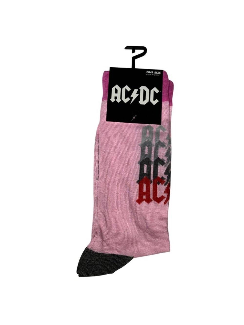 AC/DC Crew Socks Pink Rock Band Graphic Unisex One Size NWT